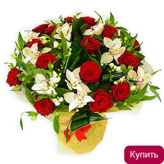 Альстромерии и розы в букете