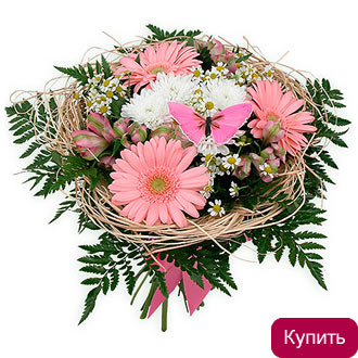 Хризантема и альстромерия в букете