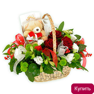 Роза и альстромерия в композиции