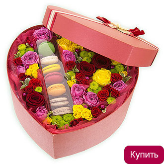 Композиция Пылающее сердце в коробке
